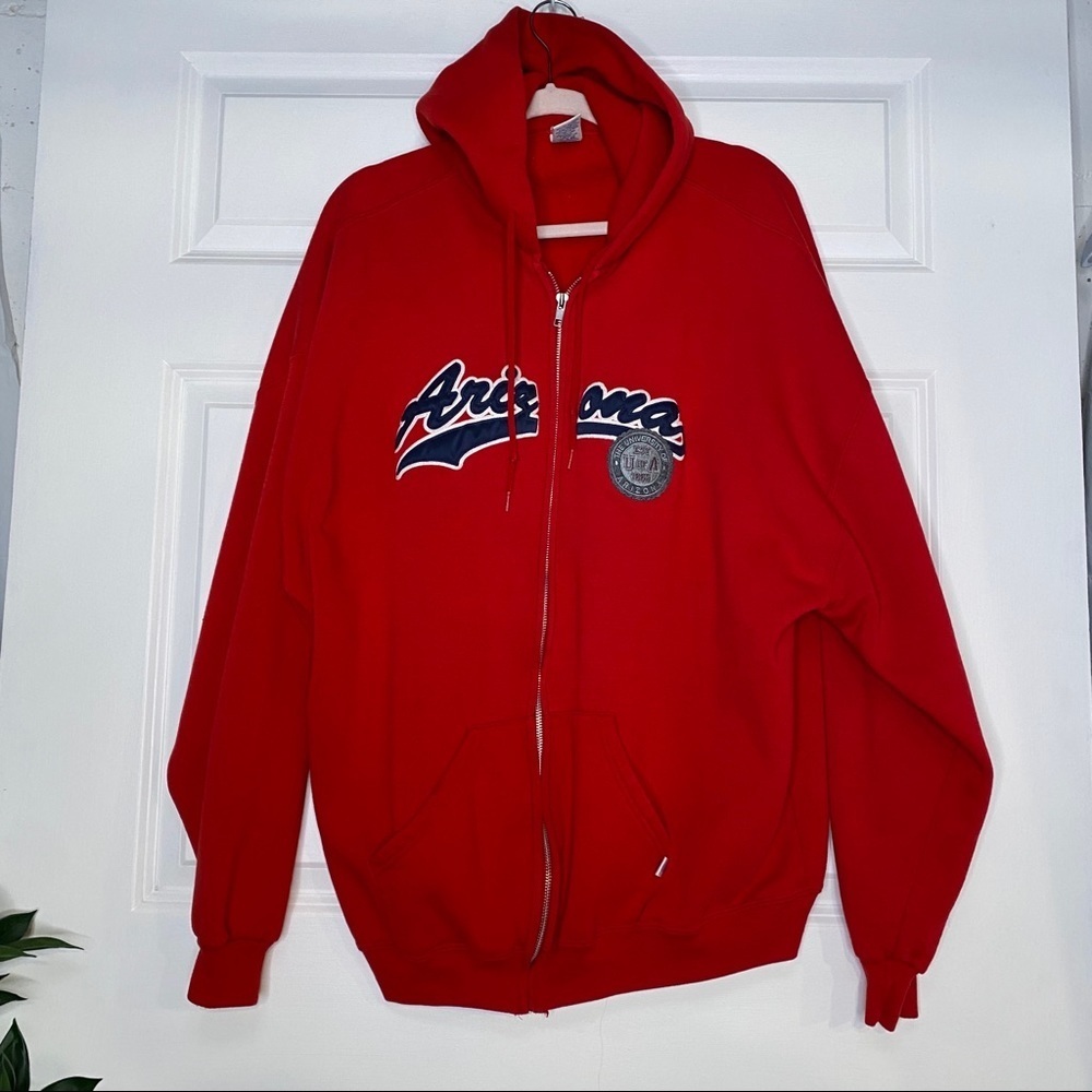 Vintage Russell Athletics Red University of Arizona Full Zip Hoodie Size XXL